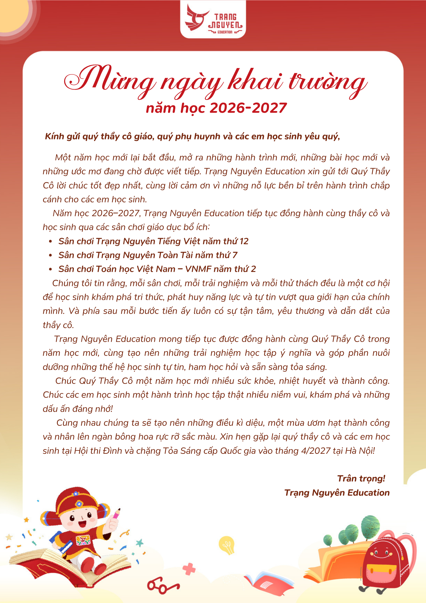 Thư Khai Giảng 2627