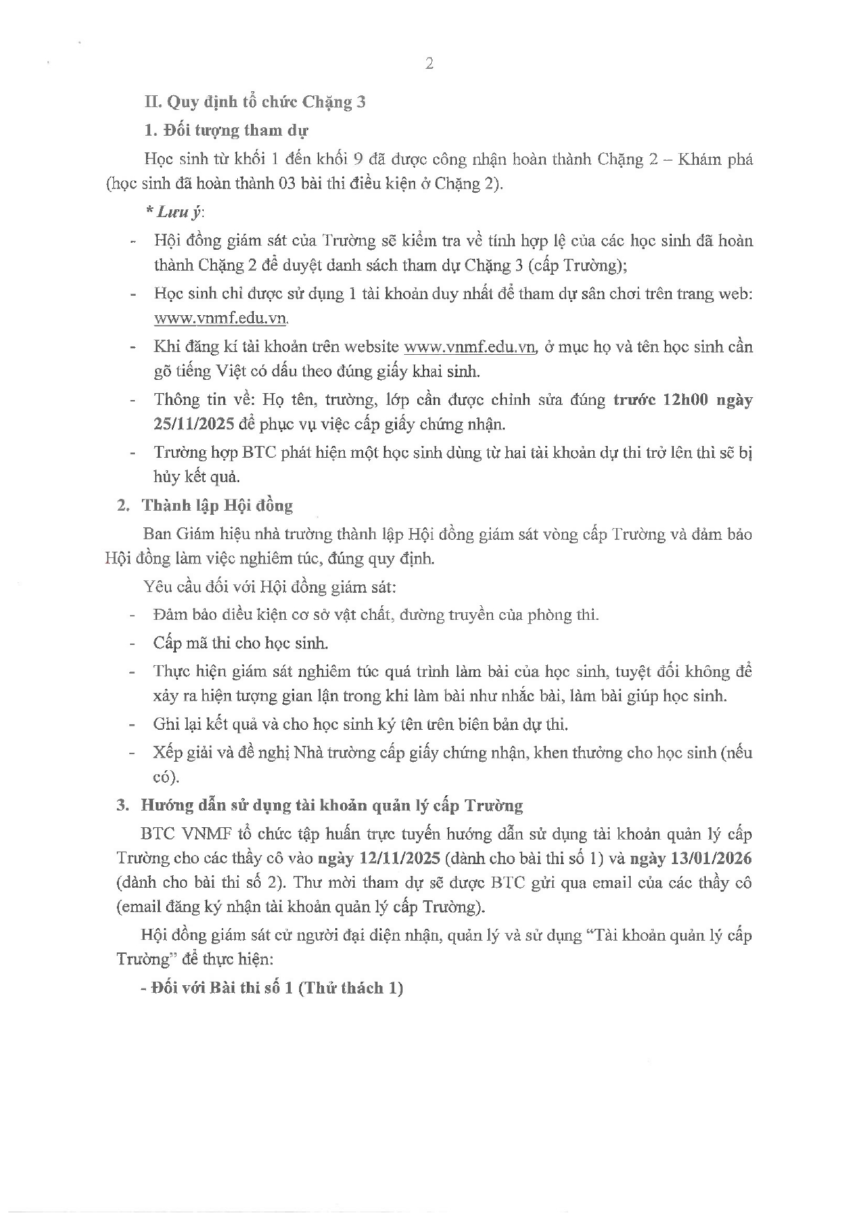 Hướng Dẫn Tổ Chức Sân Chơi Toán Học Việt Nam Chặng 3  Thử Thách (cấp Trường) Page 0002
