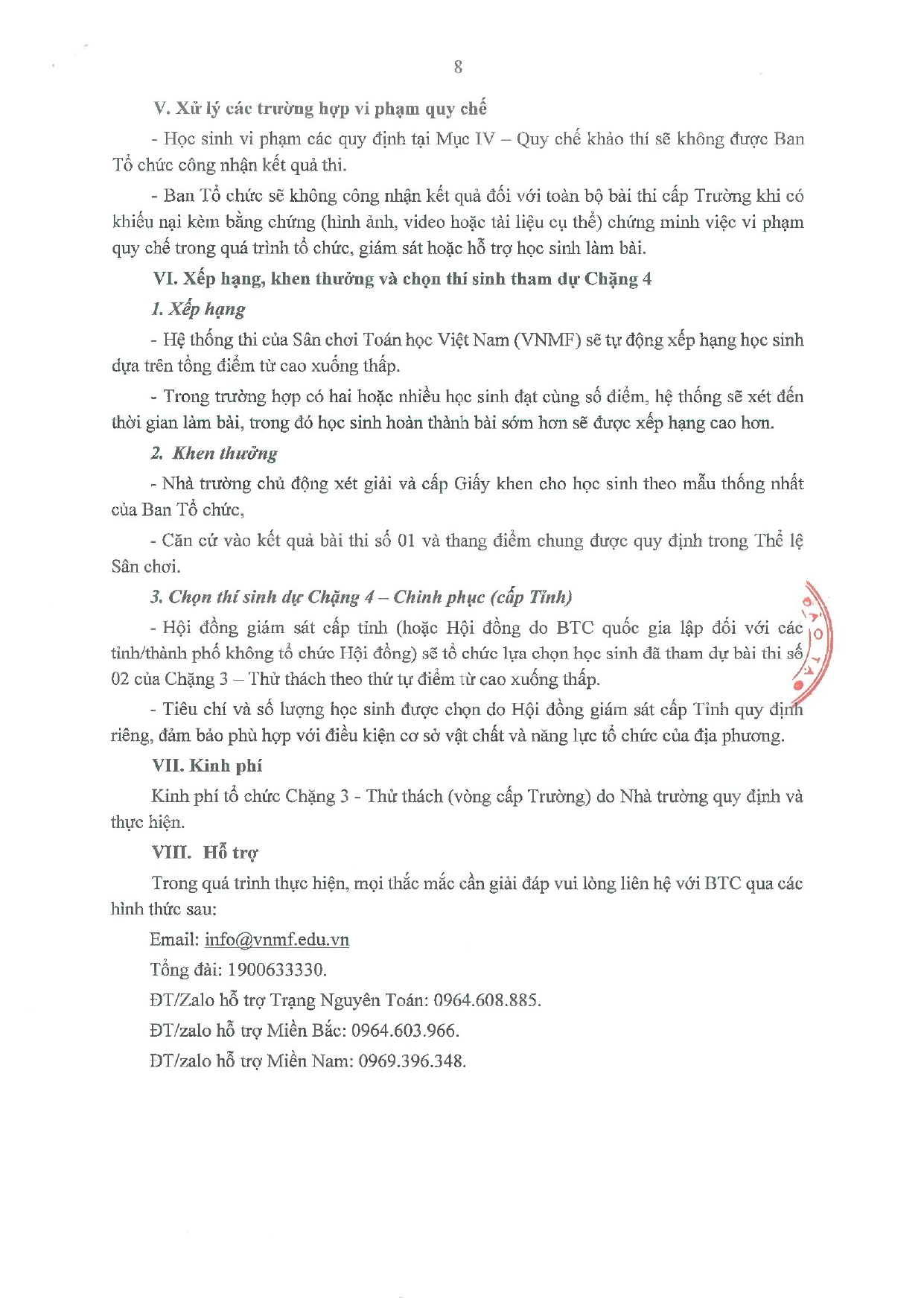 Hướng Dẫn Tổ Chức Sân Chơi Toán Học Việt Nam Chặng 3  Thử Thách (cấp Trường) Page 0008