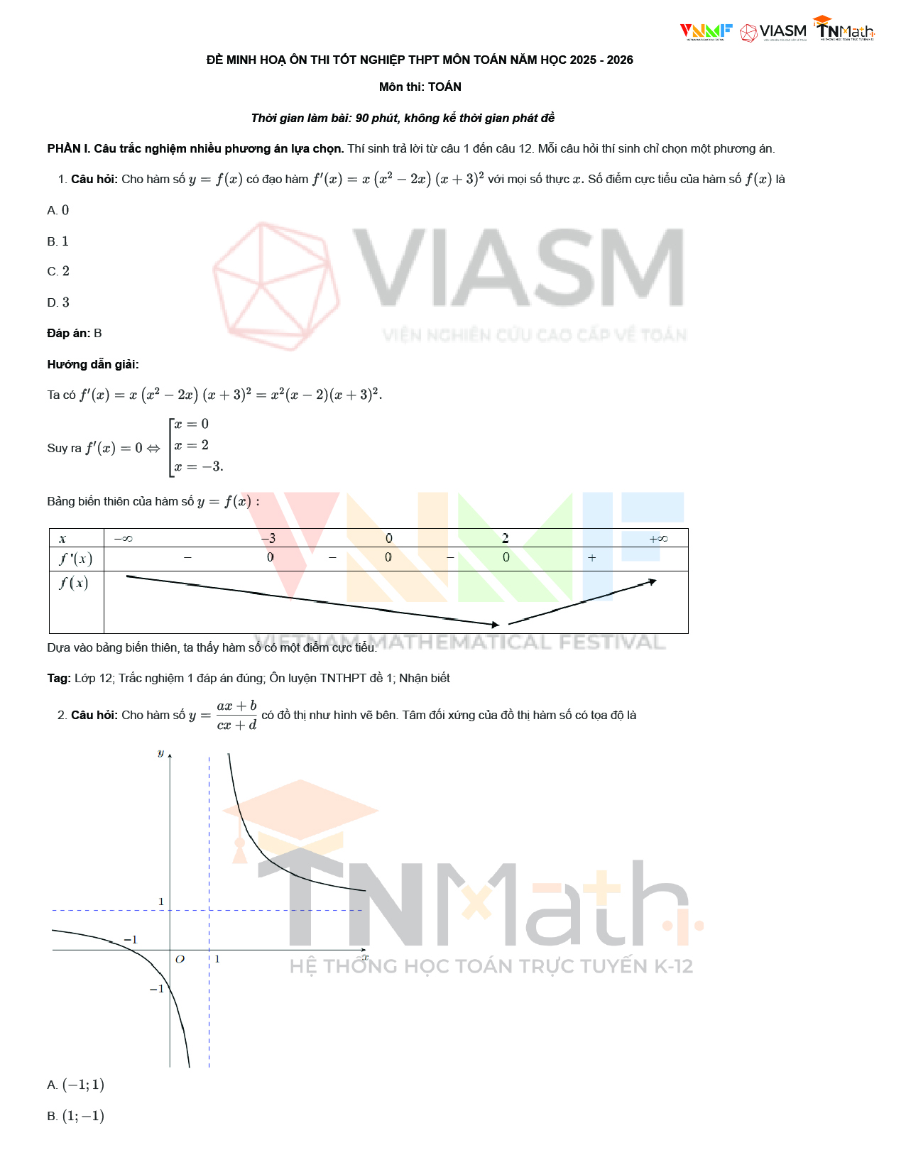 Đề Minh H&ugrave; Thpt 01
