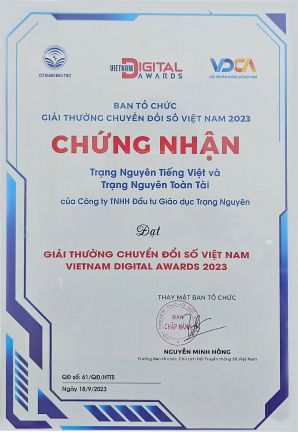 Chứng nhận giải thưởng